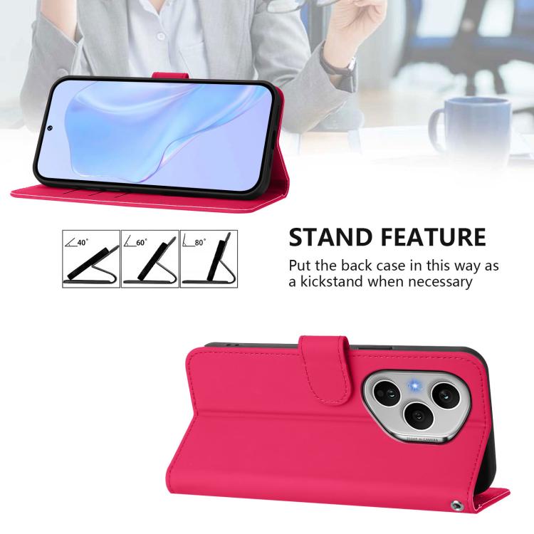 For Honor 400 Pro Global 160.8mm Skin Feel Solid Color Leather Phone Case with Lanyard