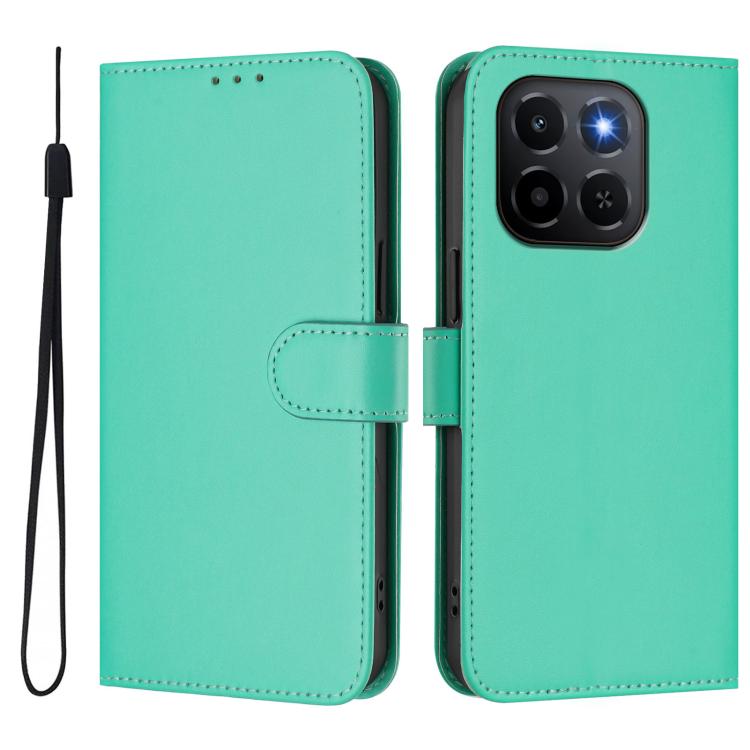 For Honor X6C 4G Skin Feel Solid Color Leather Phone Case with Lanyard