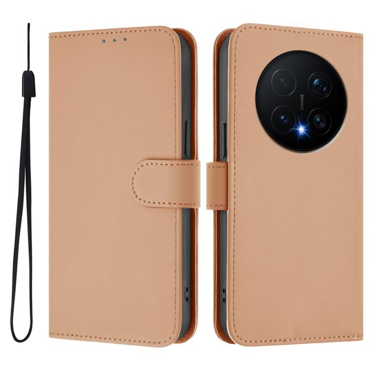 For Honor Magic8 Pro Skin Feel Solid Color Leather Phone Case with Lanyard