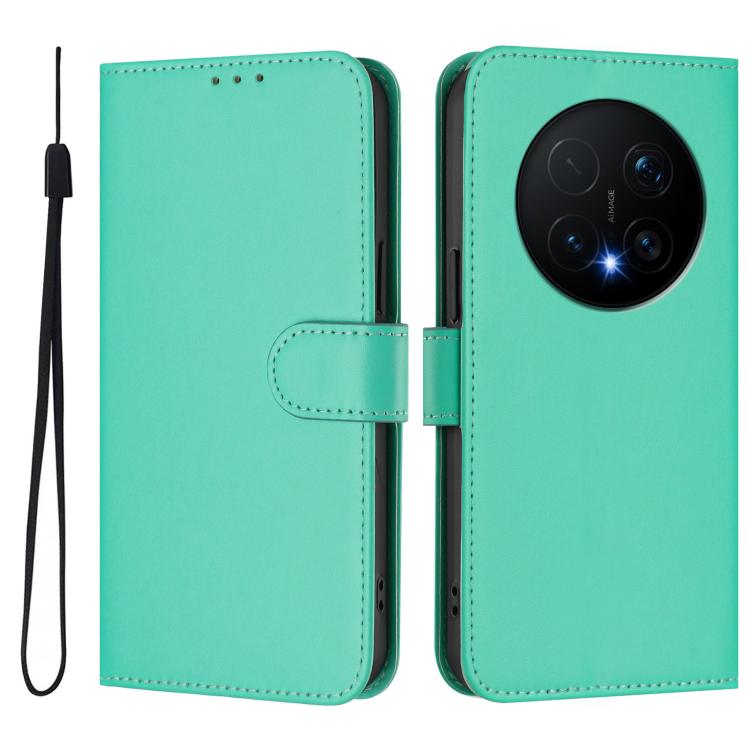 For Honor Magic8 Pro Skin Feel Solid Color Leather Phone Case with Lanyard