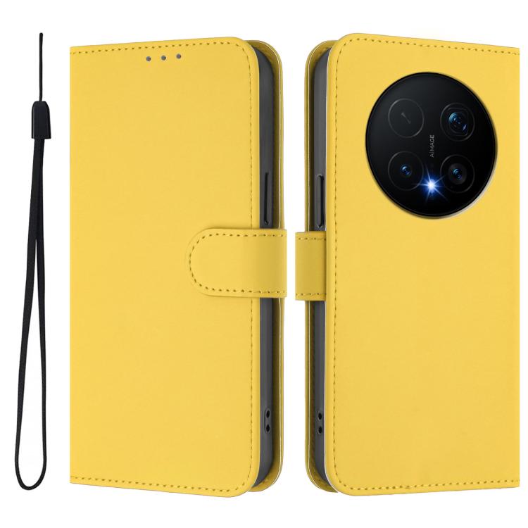 For Honor Magic8 Pro Skin Feel Solid Color Leather Phone Case with Lanyard