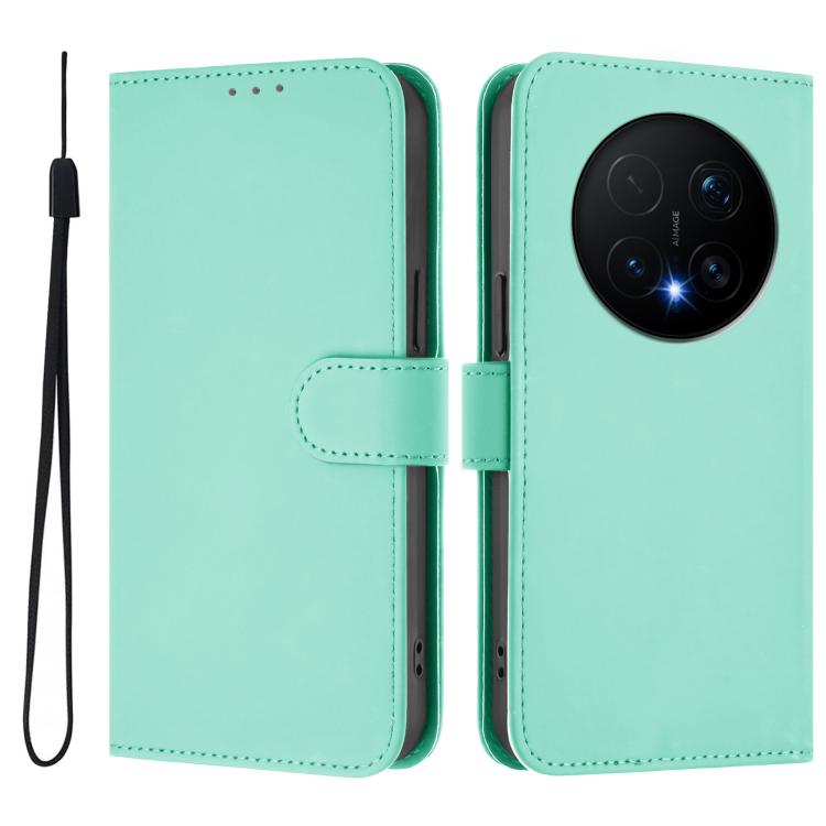 For Honor Magic8 Pro Skin Feel Solid Color Leather Phone Case with Lanyard