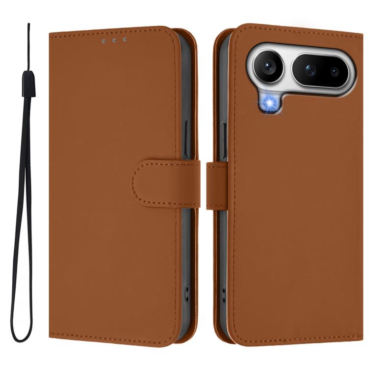 For Honor Magic8 Pro Air 5G Skin Feel Solid Color Leather Phone Case with Lanyard