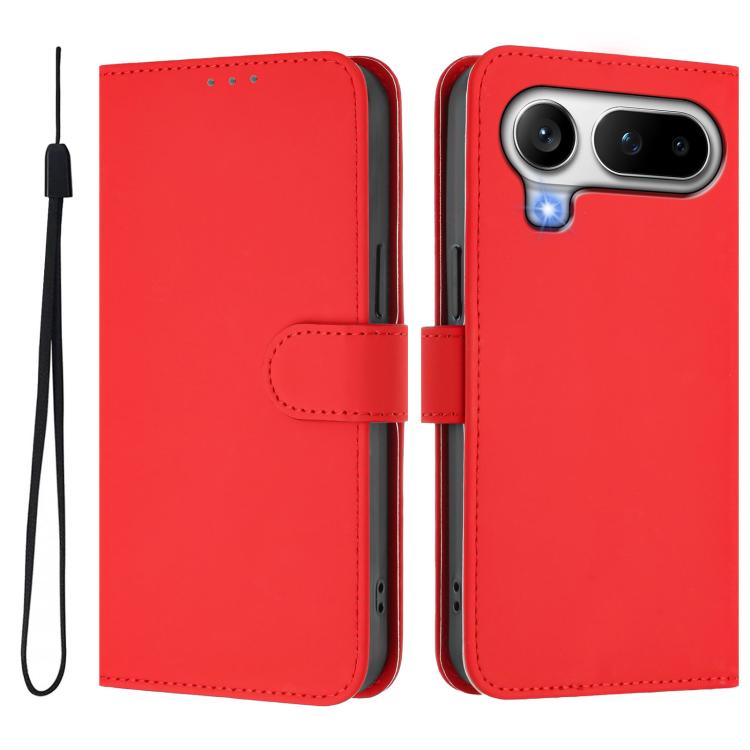 For Honor Magic8 Pro Air 5G Skin Feel Solid Color Leather Phone Case with Lanyard
