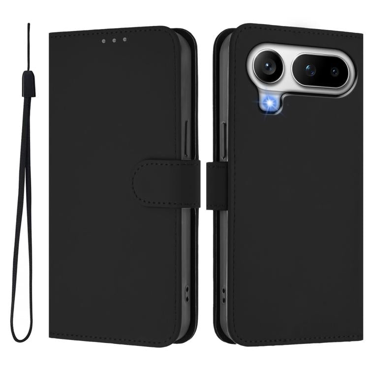 For Honor Magic8 Pro Air 5G Skin Feel Solid Color Leather Phone Case with Lanyard