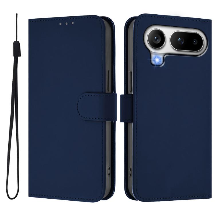 For Honor Magic8 Pro Air 5G Skin Feel Solid Color Leather Phone Case with Lanyard