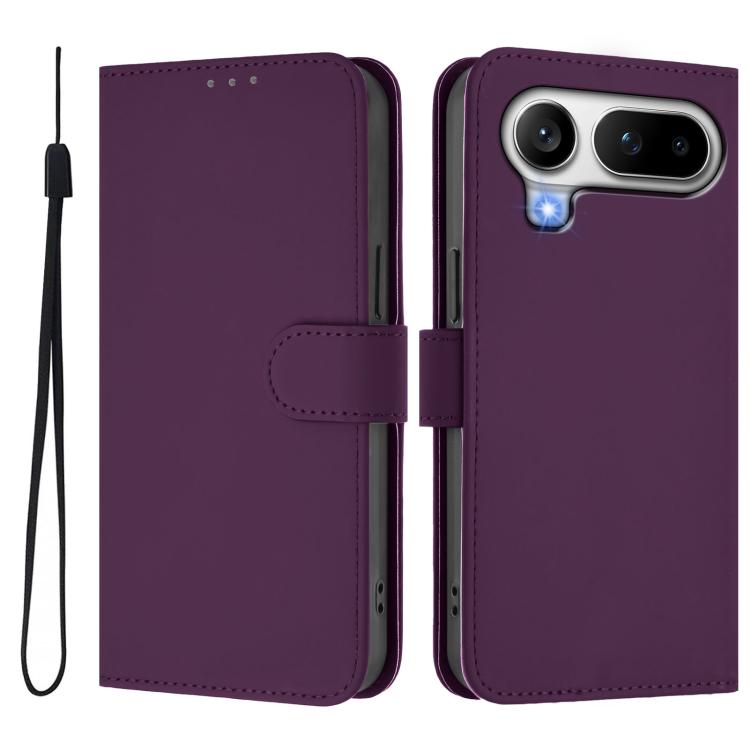 For Honor Magic8 Pro Air 5G Skin Feel Solid Color Leather Phone Case with Lanyard