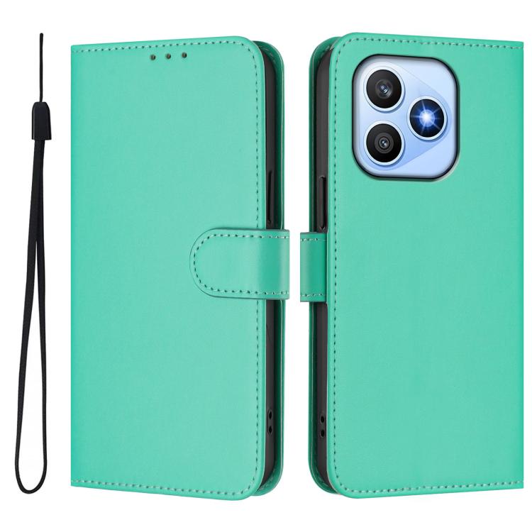 For Honor X8d 4G Global Skin Feel Solid Color Leather Phone Case with Lanyard