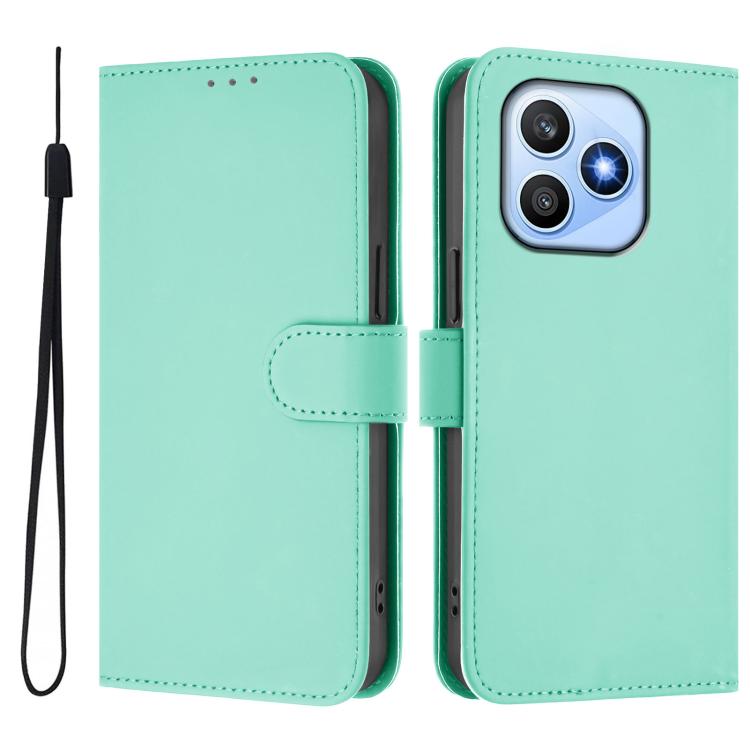 For Honor X8d 4G Global Skin Feel Solid Color Leather Phone Case with Lanyard