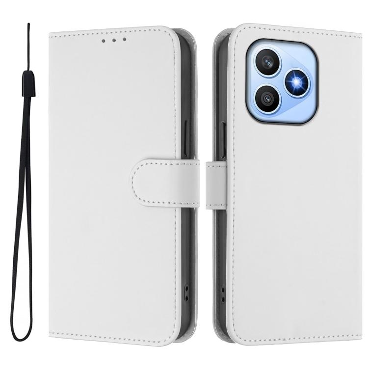 For Honor X8d 4G Global Skin Feel Solid Color Leather Phone Case with Lanyard