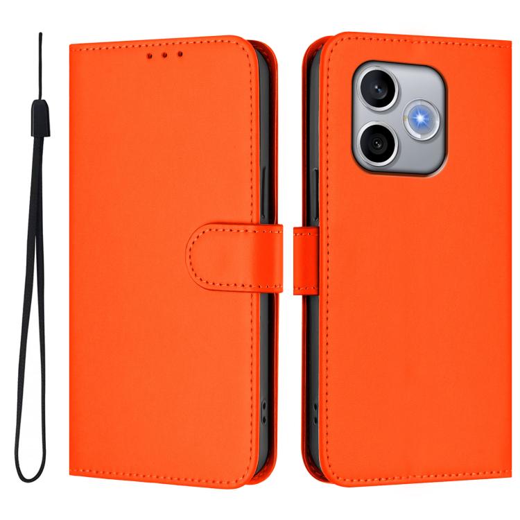 For Honor 600 Lite Global Skin Feel Solid Color Leather Phone Case with Lanyard