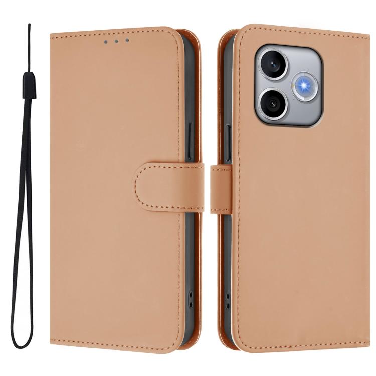 For Honor 600 Lite Global Skin Feel Solid Color Leather Phone Case with Lanyard