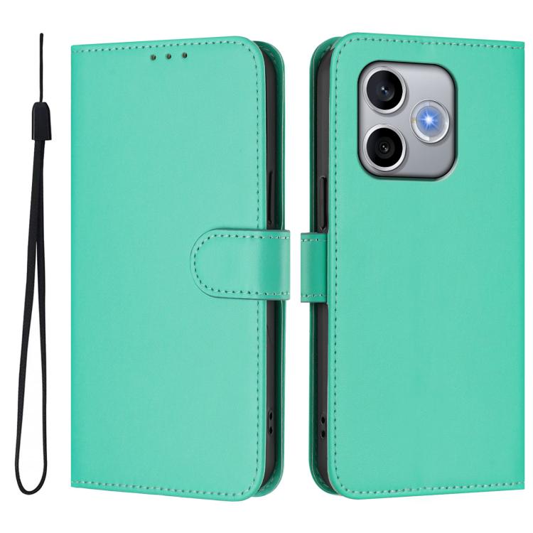 For Honor 600 Lite Global Skin Feel Solid Color Leather Phone Case with Lanyard