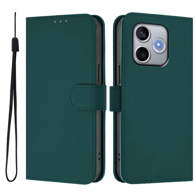 For Honor 600 Lite Global Skin Feel Solid Color Leather Phone Case with Lanyard