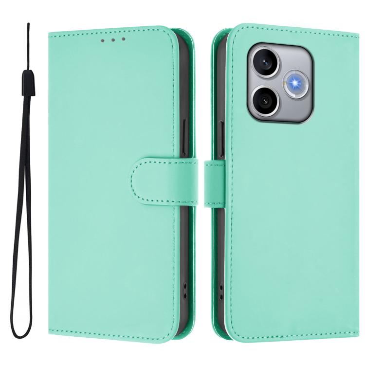 For Honor 600 Lite Global Skin Feel Solid Color Leather Phone Case with Lanyard