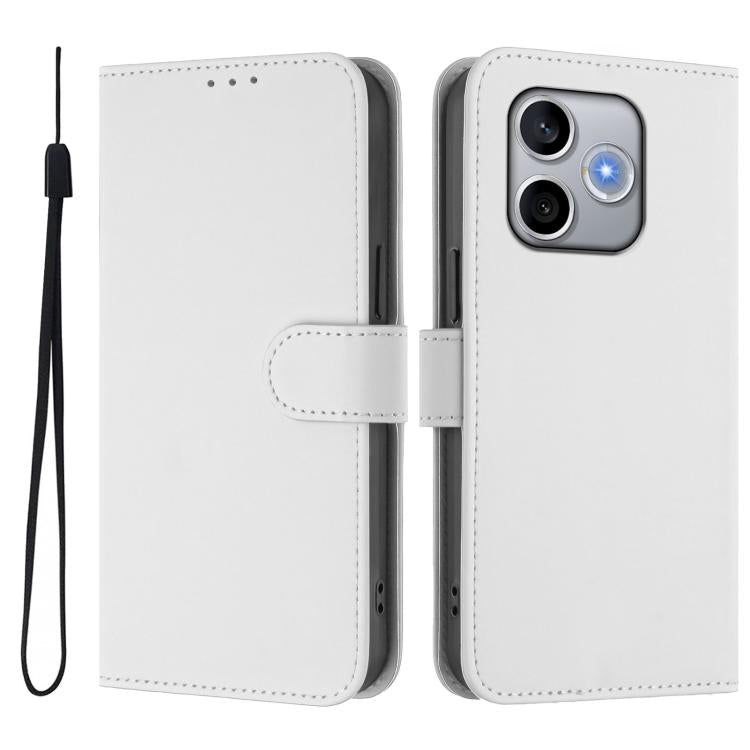 For Honor 600 Lite Global Skin Feel Solid Color Leather Phone Case with Lanyard