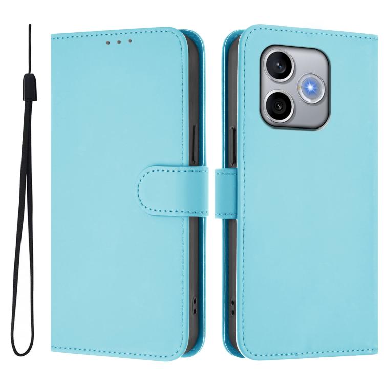 For Honor 600 Lite Global Skin Feel Solid Color Leather Phone Case with Lanyard