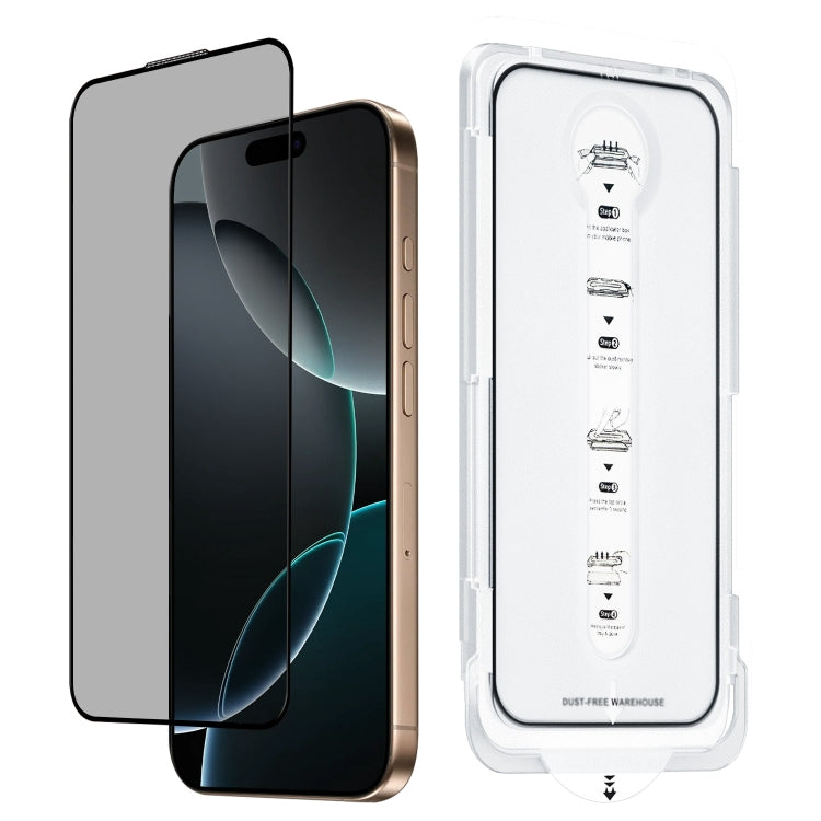 For iPhone 16 Pro Max Dust-Free Easy Install Privacy Tempered Glass Film - Black