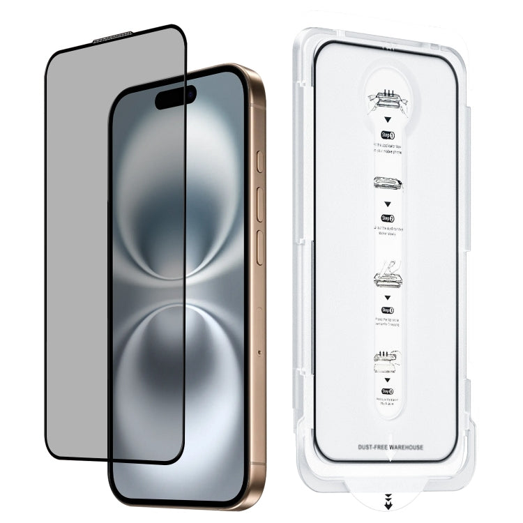 For iPhone 16 Dust-Free Easy Install Privacy Tempered Glass Film - Black