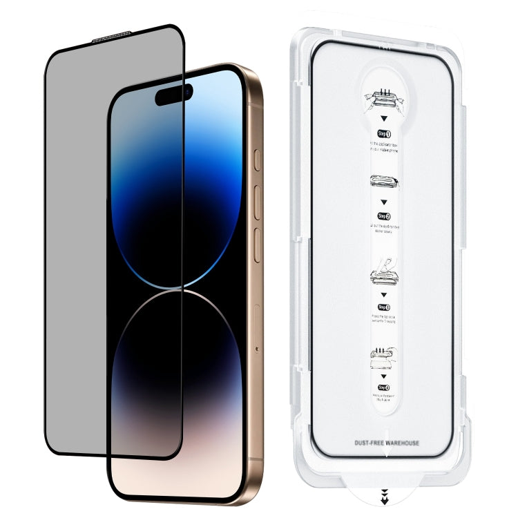 For iPhone 14 Pro Max Dust-Free Easy Install Privacy Tempered Glass Film - Black