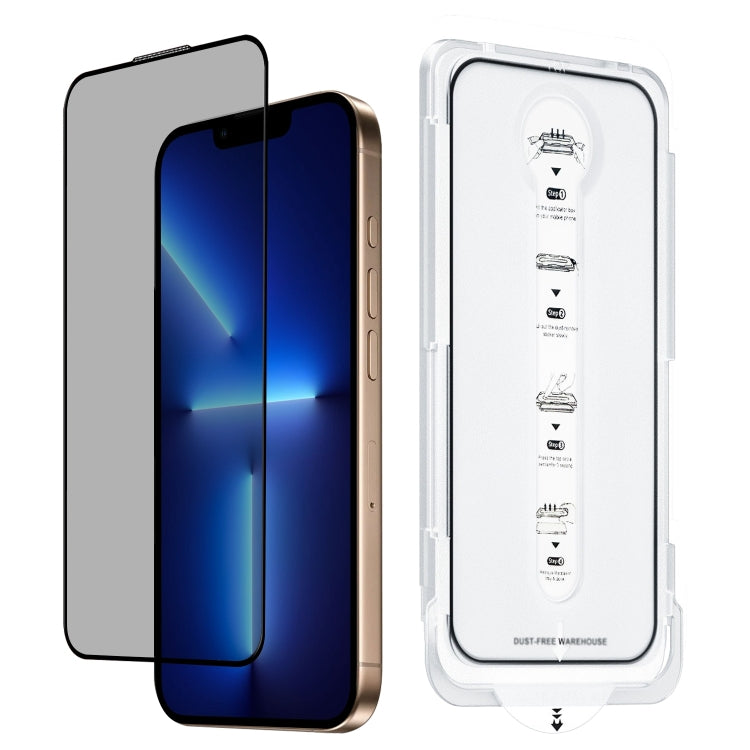 For iPhone 13 Pro Dust-Free Easy Install Privacy Tempered Glass Film - Black