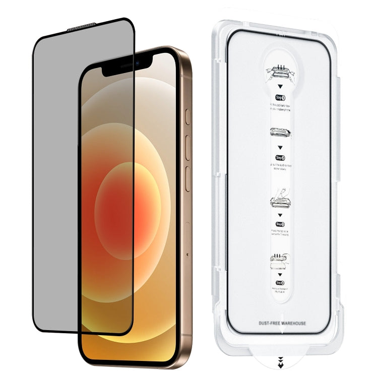 For iPhone 12 Dust-Free Easy Install Privacy Tempered Glass Film - Black
