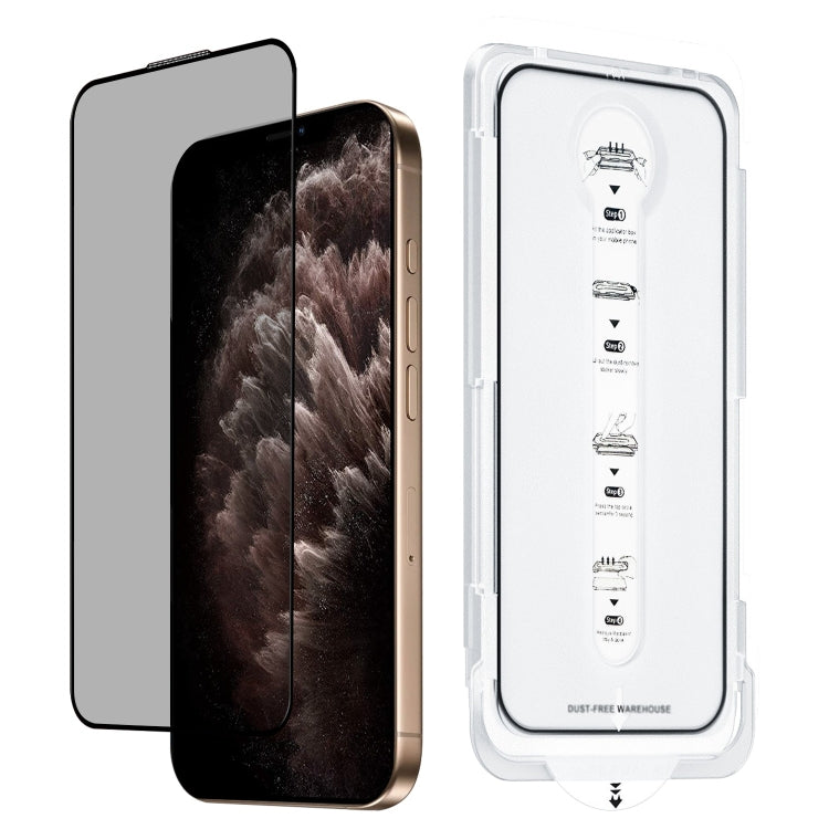 For iPhone 11 Pro Max Dust-Free Easy Install Privacy Tempered Glass Film - Black