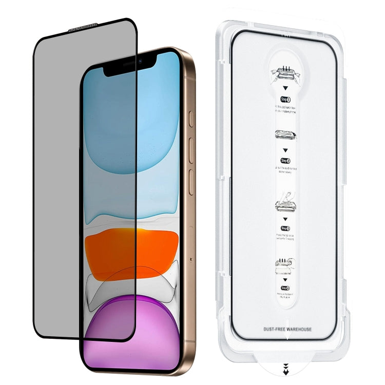 For iPhone 11 Dust-Free Easy Install Privacy Tempered Glass Film - Black