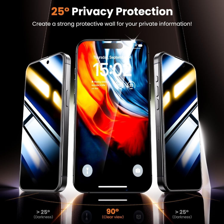 For iPhone 16 Plus Dust-Free Easy Install Privacy Tempered Glass Film - Black