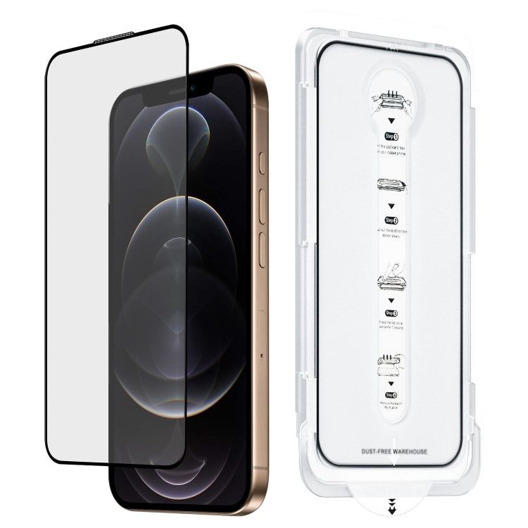 For iPhone 12 Pro Dust-Free Easy Install HD Tempered Glass Film - Black