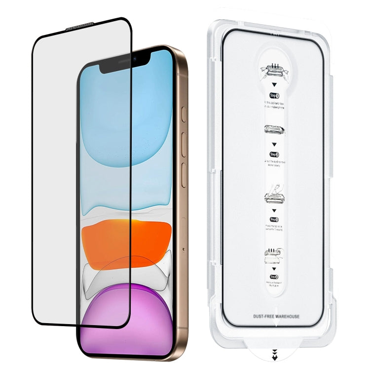For iPhone 11 Dust-Free Easy Install HD Tempered Glass Film - Black