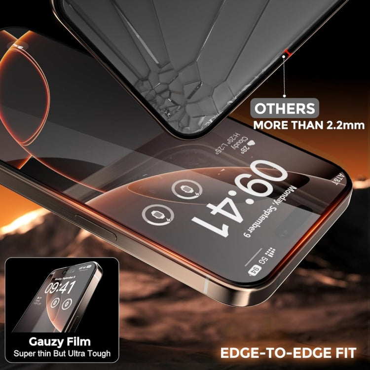 For iPhone 16 Dust-Free Easy Install HD Tempered Glass Film - Black