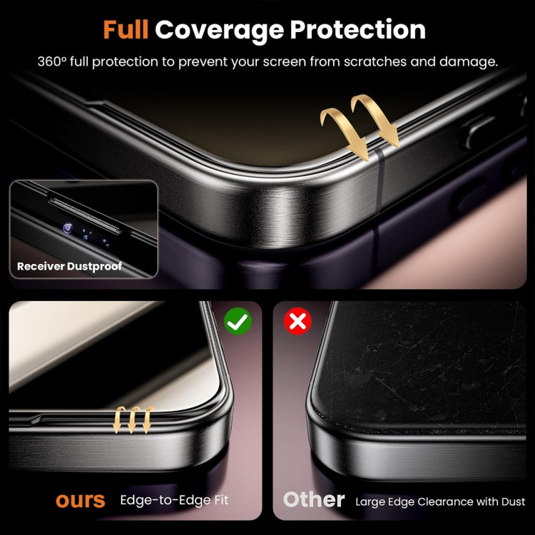 For iPhone 14 Dust-Free Easy Install HD Tempered Glass Film - Black