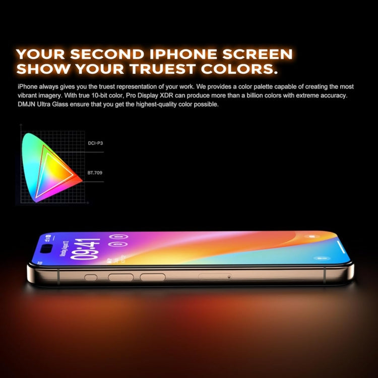 For iPhone 14 Pro Max Dust-Free Easy Install HD Tempered Glass Film - Black