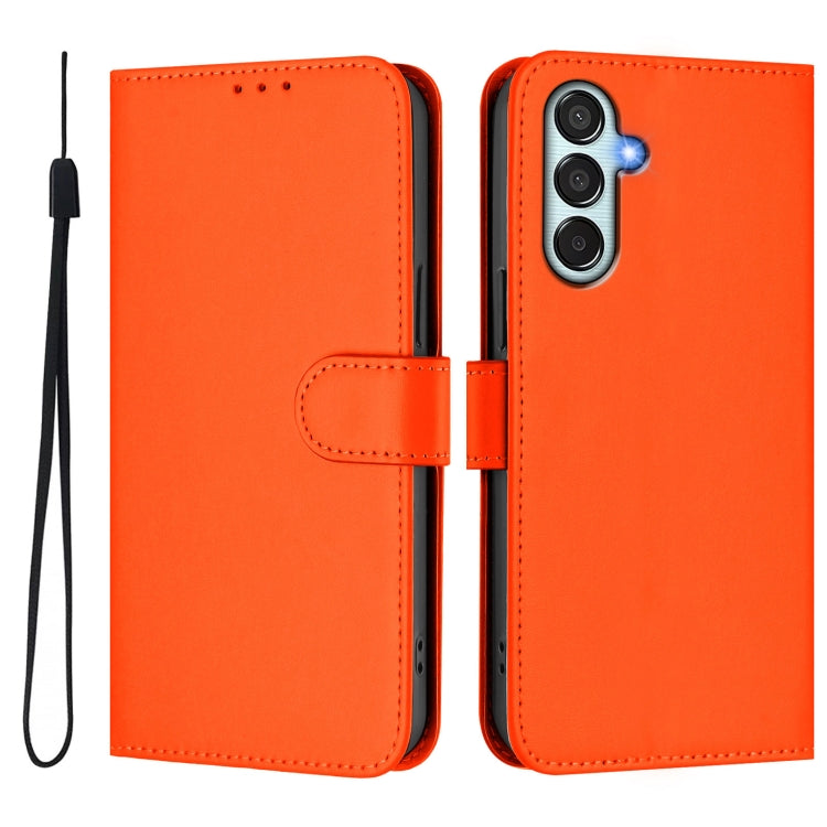 For Samsung Galaxy M15 5G / F15 5G Skin Feel Solid Color Leather Phone Case with Lanyard