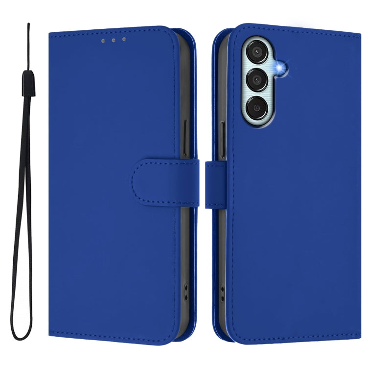 For Samsung Galaxy M15 5G / F15 5G Skin Feel Solid Color Leather Phone Case with Lanyard