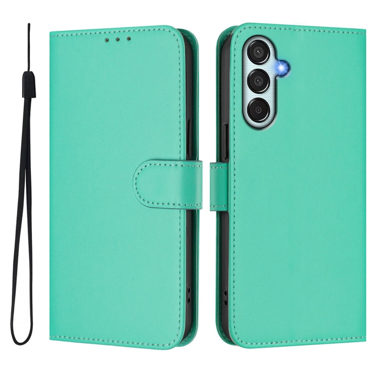 For Samsung Galaxy M15 5G / F15 5G Skin Feel Solid Color Leather Phone Case with Lanyard