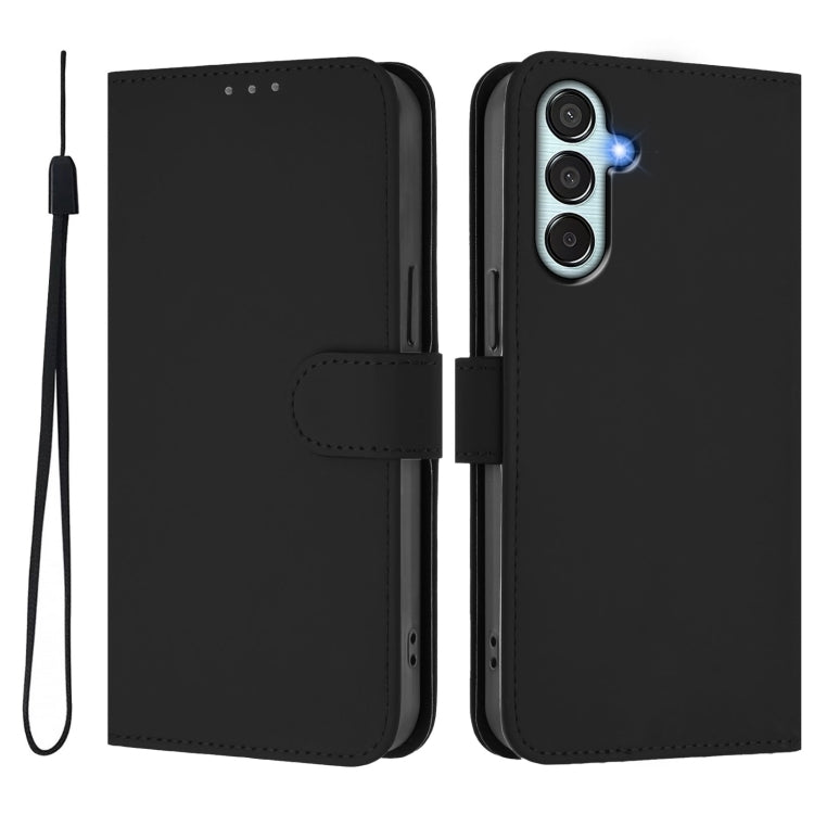 For Samsung Galaxy M15 5G / F15 5G Skin Feel Solid Color Leather Phone Case with Lanyard