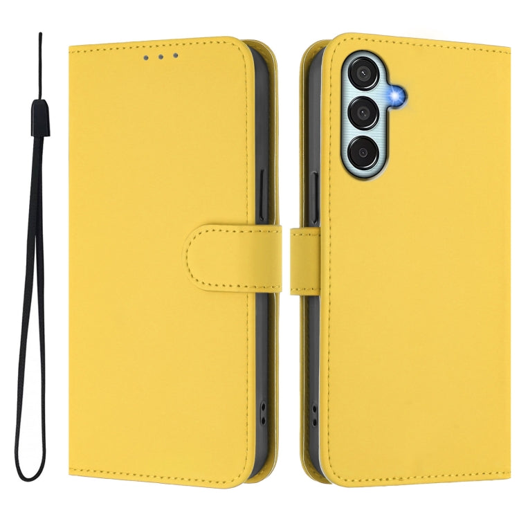 For Samsung Galaxy M15 5G / F15 5G Skin Feel Solid Color Leather Phone Case with Lanyard