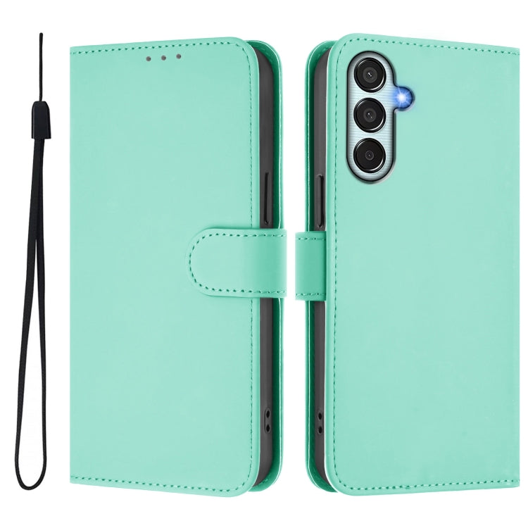 For Samsung Galaxy M15 5G / F15 5G Skin Feel Solid Color Leather Phone Case with Lanyard