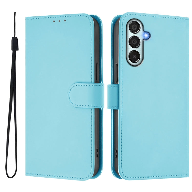 For Samsung Galaxy M15 5G / F15 5G Skin Feel Solid Color Leather Phone Case with Lanyard