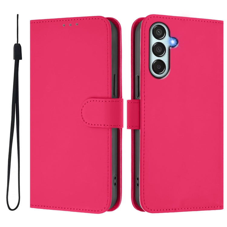 For Samsung Galaxy M15 5G / F15 5G Skin Feel Solid Color Leather Phone Case with Lanyard