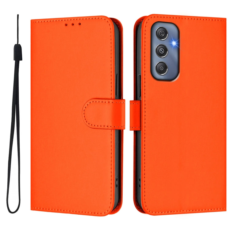 For Samsung Galaxy M34 5G / F34 5G Skin Feel Solid Color Leather Phone Case with Lanyard