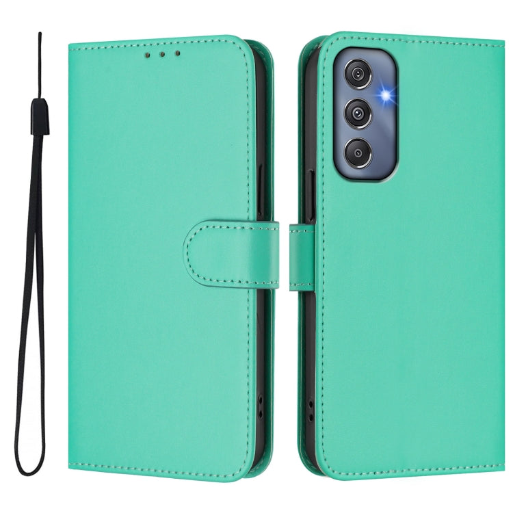 For Samsung Galaxy M34 5G / F34 5G Skin Feel Solid Color Leather Phone Case with Lanyard