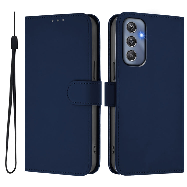 For Samsung Galaxy M34 5G / F34 5G Skin Feel Solid Color Leather Phone Case with Lanyard
