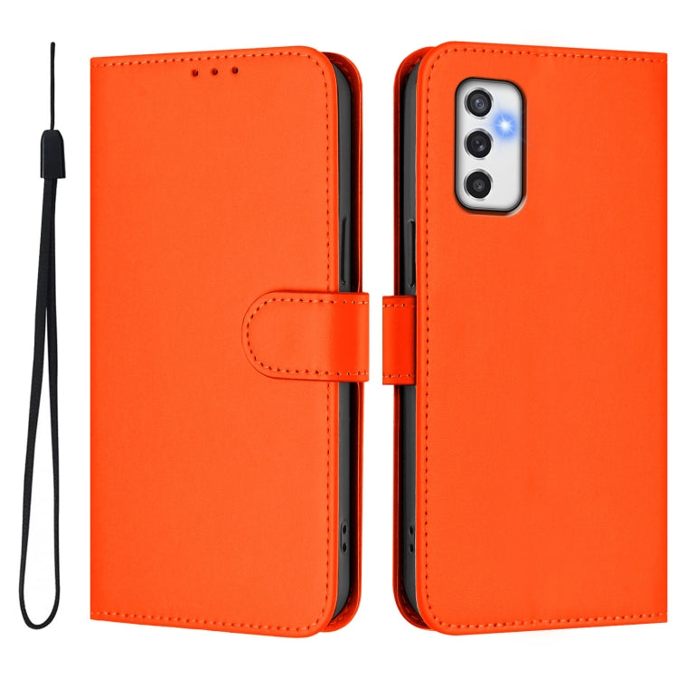 For Samsung Galaxy M52 5G Skin Feel Solid Color Leather Phone Case with Lanyard