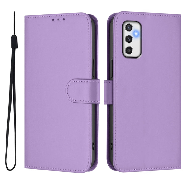 For Samsung Galaxy M52 5G Skin Feel Solid Color Leather Phone Case with Lanyard
