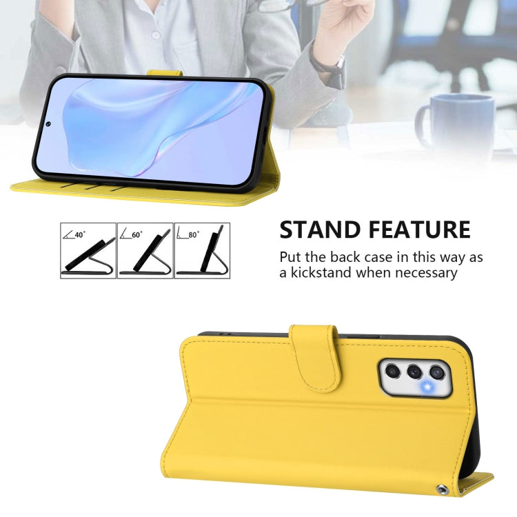 For Samsung Galaxy M52 5G Skin Feel Solid Color Leather Phone Case with Lanyard