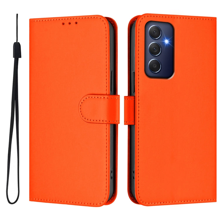 For Samsung Galaxy M54 5G / F54 5G Skin Feel Solid Color Leather Phone Case with Lanyard
