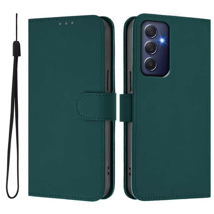 For Samsung Galaxy M54 5G / F54 5G Skin Feel Solid Color Leather Phone Case with Lanyard